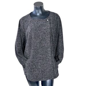 CHARTER CLUB WOMAN Long Sleeve Black Grey Cape Sweater Top Size 14W